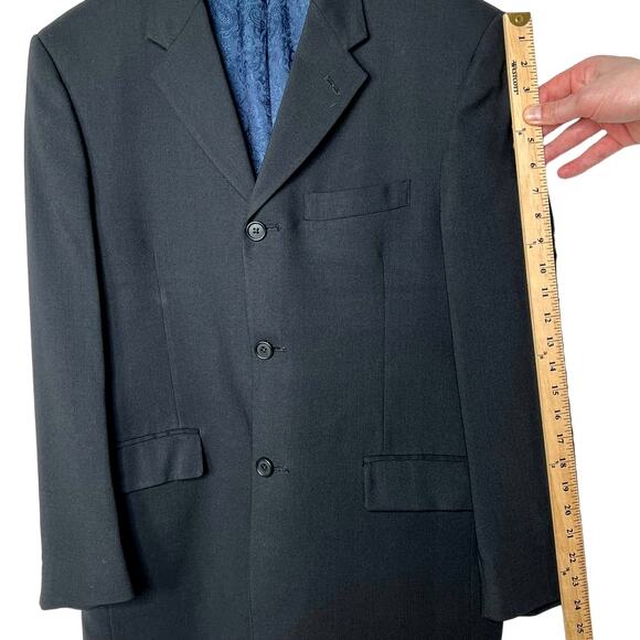 Ted Baker Mens 40R Endurance WOOL Blazer Suit Jacket 3 Button Black EUC! - Picture 7 of 9